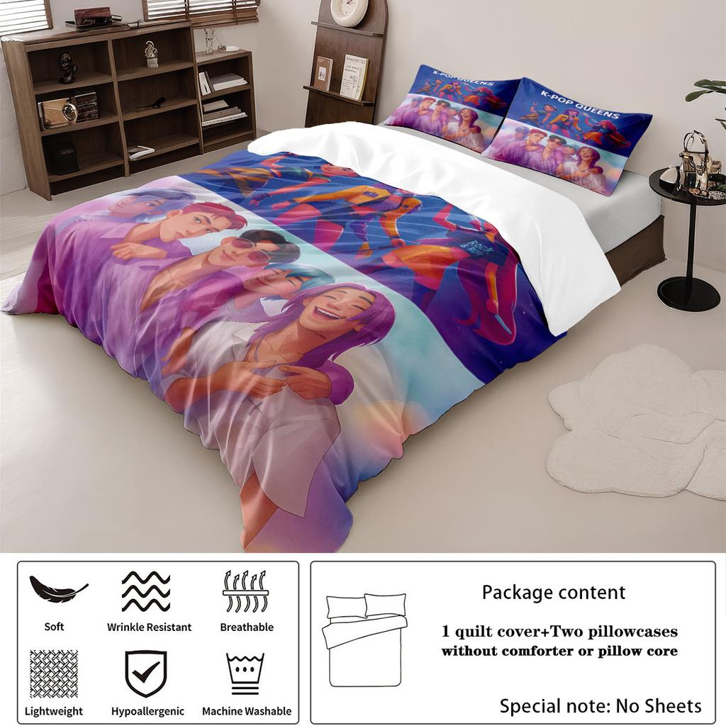KPOP Охотники на демонов Постельное белье Размер Квин Кинг Евро Односпальный Пододеяльник Покрывало Наборы Пододеяльников Наволочки Для Девочек На День Рождения
