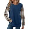 Женский повседневный топ свободного кроя с круглым вырезом и длинными рукавами в клетку