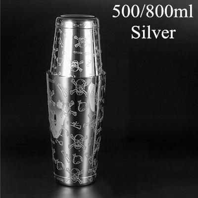 500ml/800ml Engraving Skull Stainless Steel Cocktail Boston Bar Shaker Bar Tools Barware