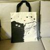 1PC Single Shoulder Canvas Bag Female With Instagram Cute Cat Cartoon Campus Students Zipper Tote Bag