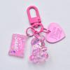 Candy Color Bling Heart Bear Key Ring Transparent Lovely Bag Pendant  Car Accessory
