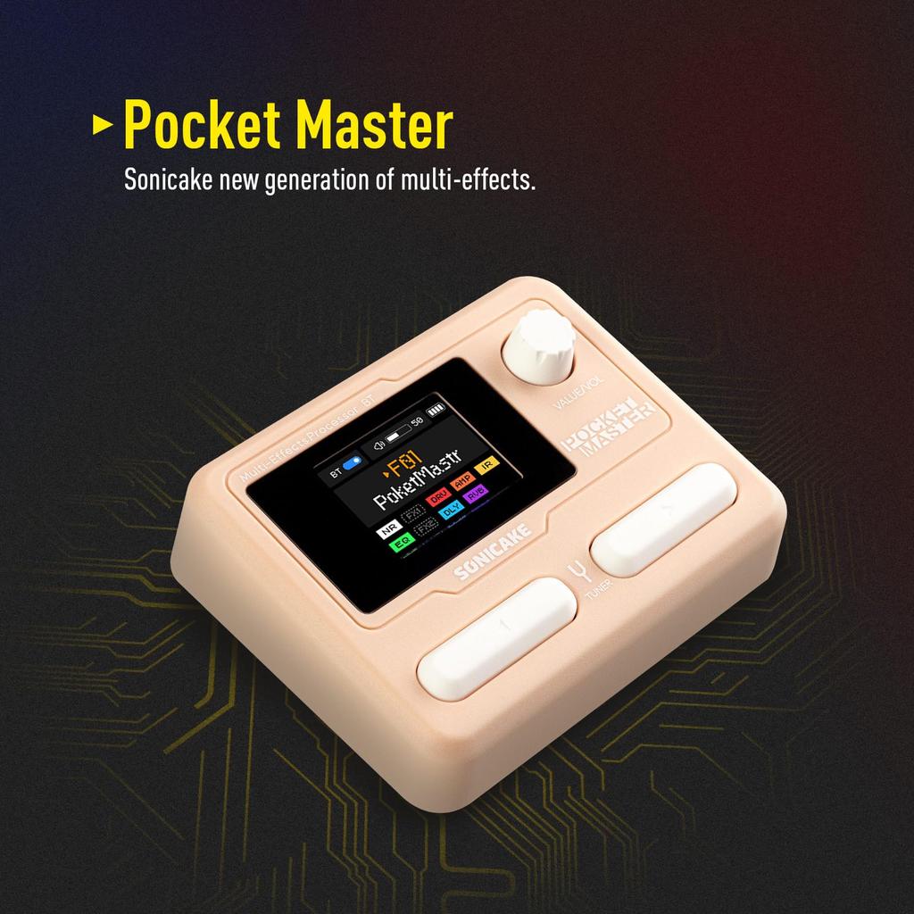 SONICAKE Pocket Master Портативная мультиэффект-педаль 100+ эффектов Моделирование усилителей для гитары, баса, акустики IR-кабинеты Стерео OTG USB-аудио Перезаряжаемая Розовый