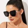 Brand Designer Cat Eye Sunglasses Woman Vintage Black Mirror Sun Glasses for Fashion Big Frame Cool Sexy Female Oculos