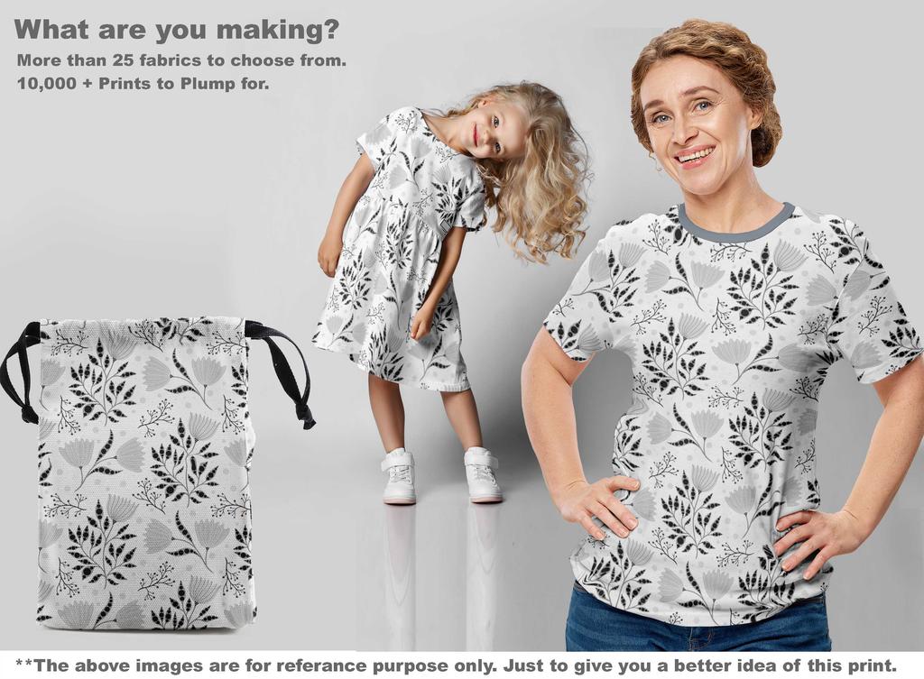 oneOone Cotton Flex Gray Fabric Dotted Floral Fabric For Sewing Printed Craft Fabric By The Yard 40 Inch