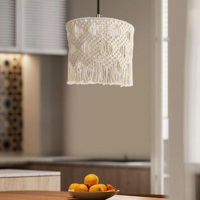Макраме Абажур Бохо Подвесной Светильник Чехол Ручного Плетения Защита Лампы с Кисточкой для Офиса