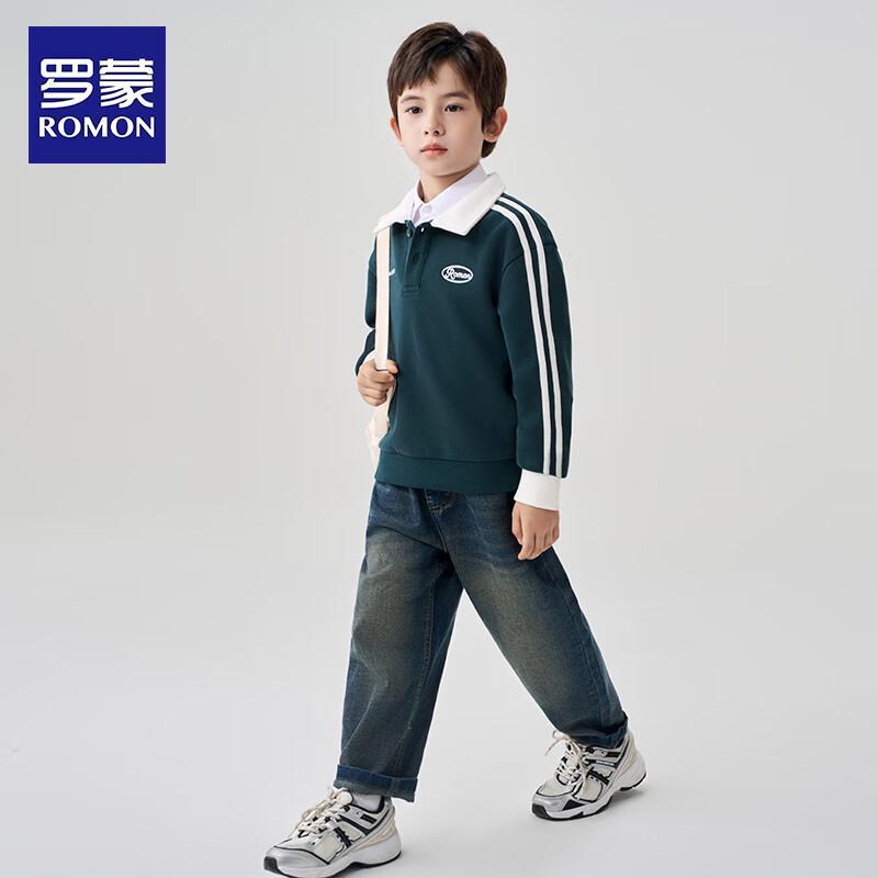 Luomon Boys' Polo Collar Raglan Sweatshirt