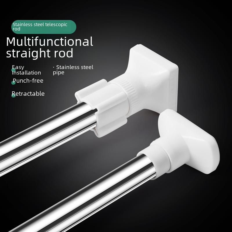 Телескопическая штанга из нержавеющей стали для сушки одежды и штора, без сверления, для ванной комнаты и гардероба