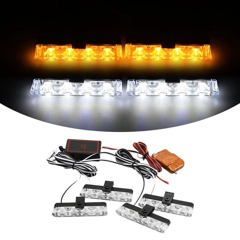 Автомобильный светодиодный полицейский стробоскоп с пультом дистанционного управления, супер яркий 12 В, передняя решетка, автоматический аварийный мигающий пожарный маячок, предупреждающая лампа