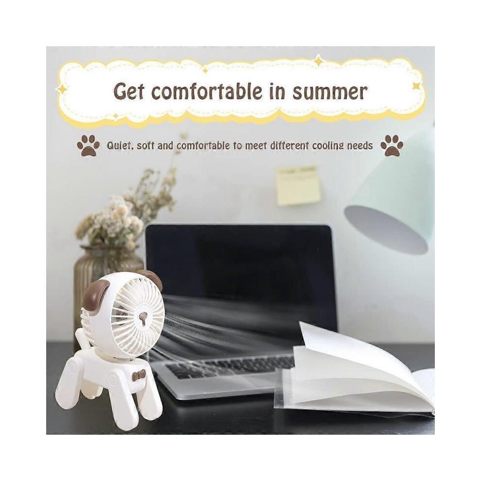 Portable Handheld Fan, Mini Dog USB Fan, Rechargeable Fan with 3 Speeds, Adjustable Wind Power, Small Electric Fan