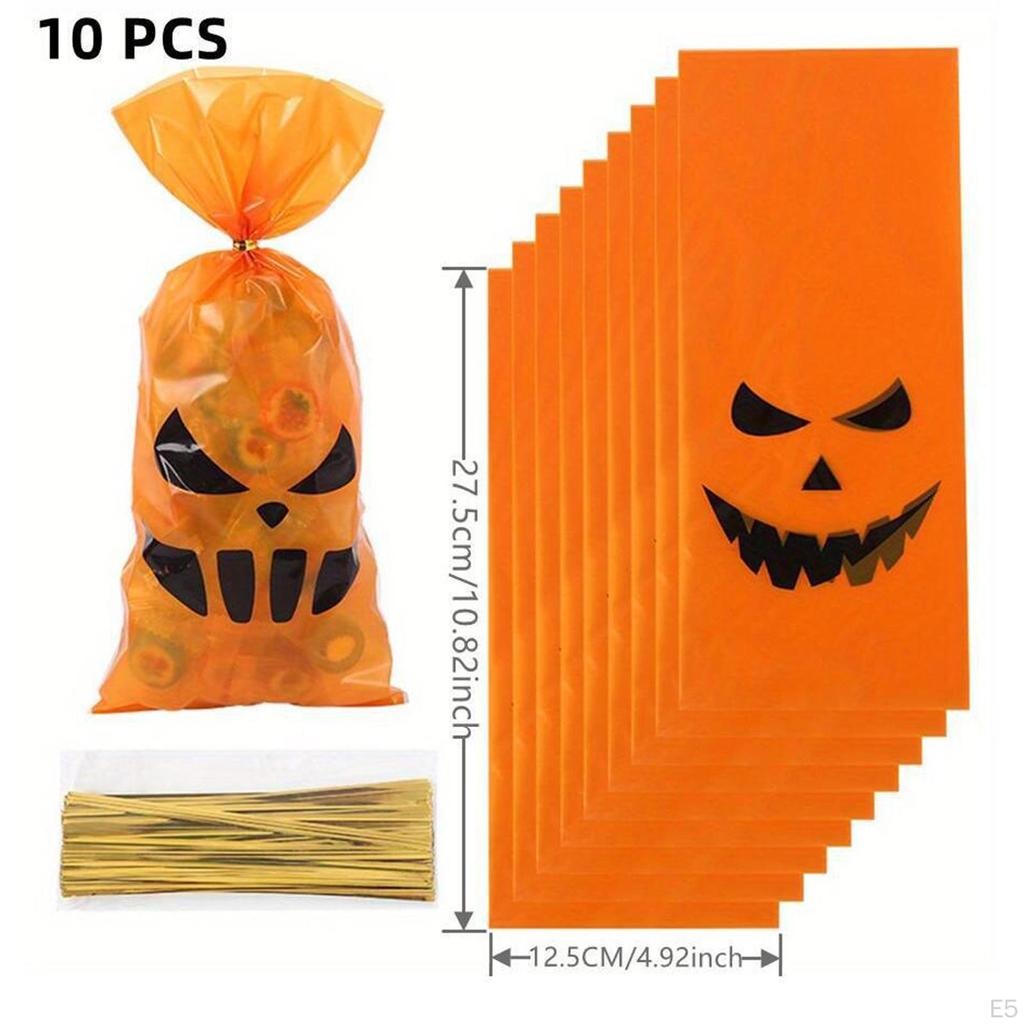 10 Pieces Halloween Favor Bags,Halloween Candy Bags,Flat Bags,Creative,Halloween Treat Bags for