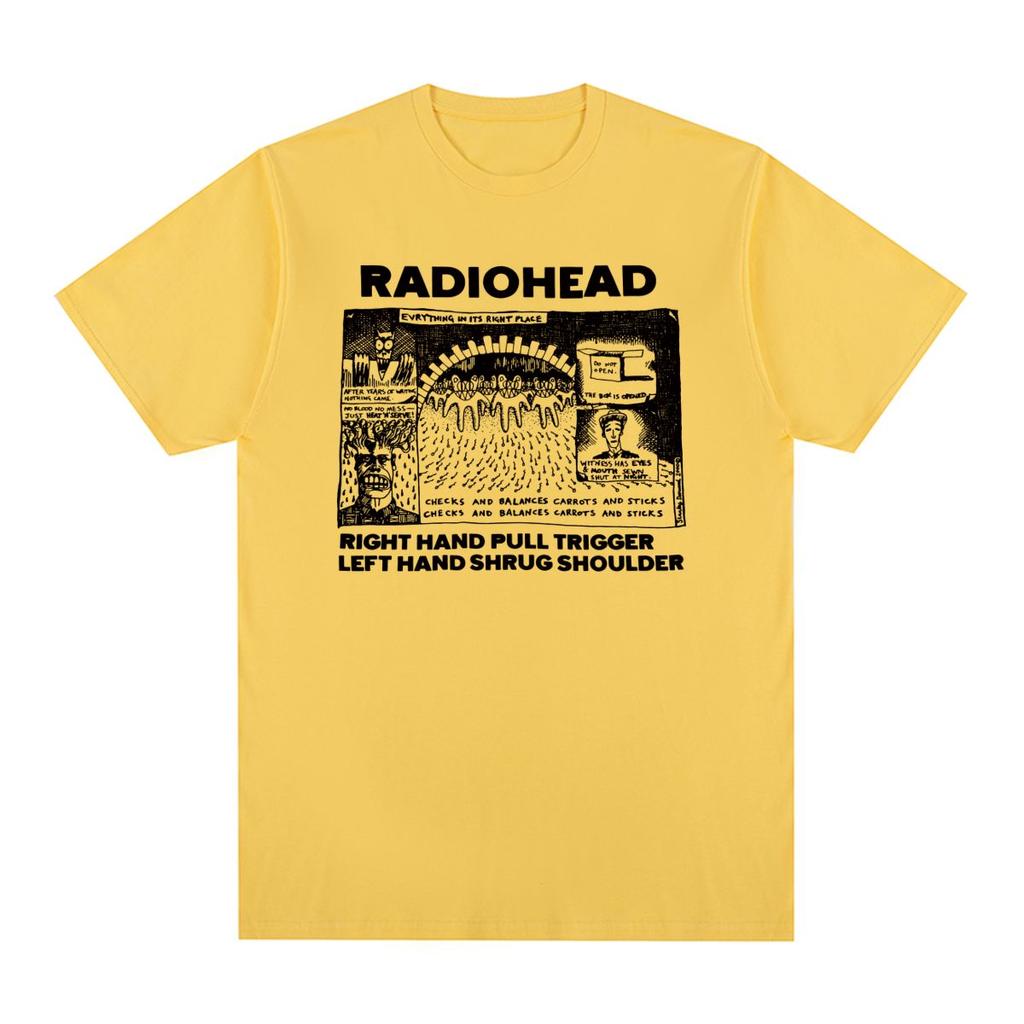 Radiohead Винтажная футболка Хип-хоп Рок-группа Унисекс Музыка милый мультяшный Ok Computer Хлопок Унисекс Футболка Новая Футболка Женские Топы