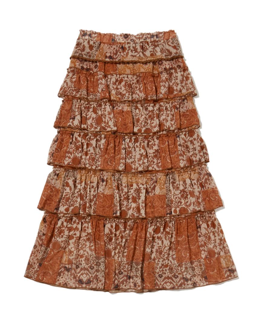 Penfield Vintage Bohemian Tiered Skirt Orange_Fs1Ws11F
