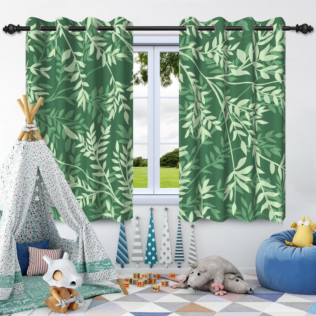 Зеленые Растения Листья Оконная Занавеска Спальня Гостиная Блэкаут Занавеска Современное Украшение Дома Теплоизоляция Шумоподавление