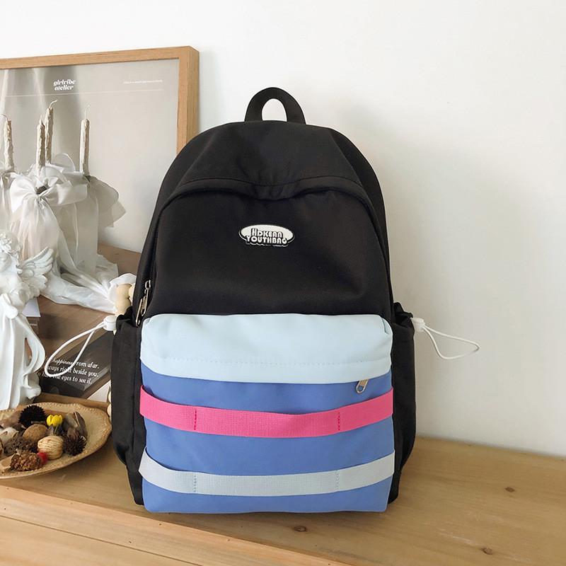Minimalist Student Backpack With Color Block Design For Casual Travel And Day Trips