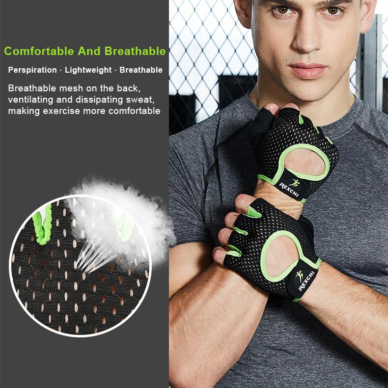 OLIKEI Перчатки для фитнеса с полупальцами для мужчин и женщин Дышащие износостойкие нескользящие перчатки для спортзала Перчатки для тяжелой атлетики Спортивные велосипедные перчатки