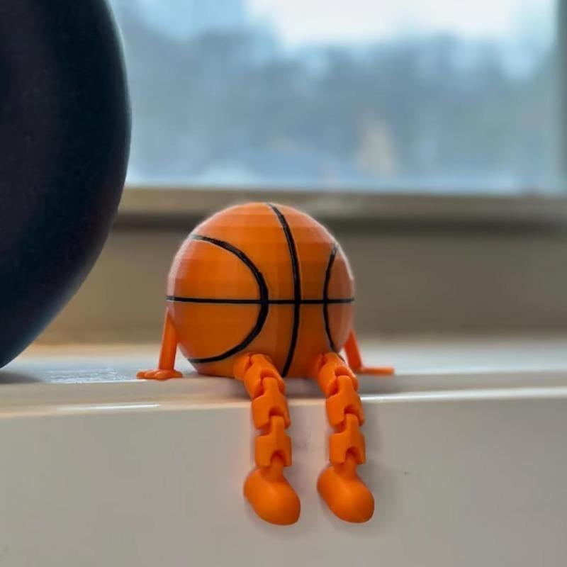 Sports Ball Figurine Collection,Miniatures Ball Sports Set with Articulated Leg, Funny 3D Printed Golf,Basketball,Soccer Desktop Decor,Office Desk