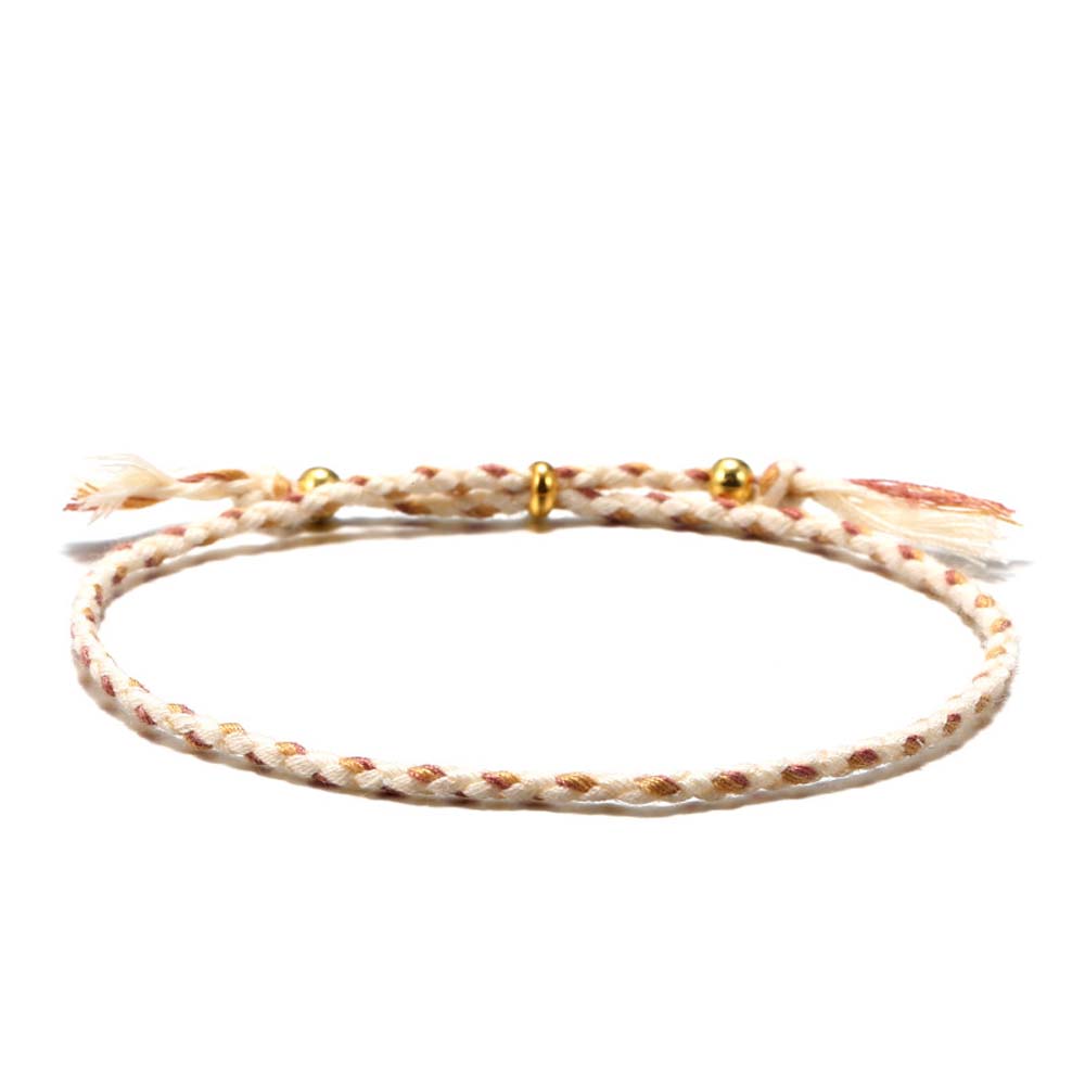 Copper Bead Girls Colorful Polyester Thread Fashion Accessories Braid Hand Rope Woven Bracelet