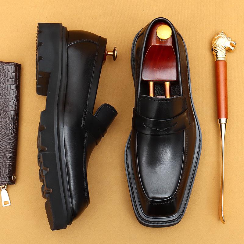 Эксклюзивные мужские кожаные мокасины VIP-класса — толстая подошва из натуральной коровьей кожи для деловых и официальных мероприятий