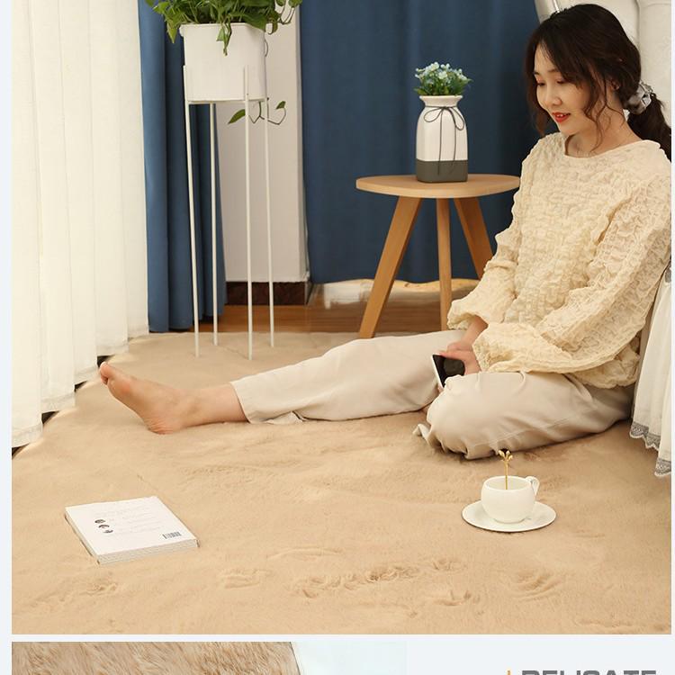 Плюшевый ковер из искусственного кроличьего меха для гостиной, спальни или эркерного окна – машинная стирка, толстый и с полным покрытием.