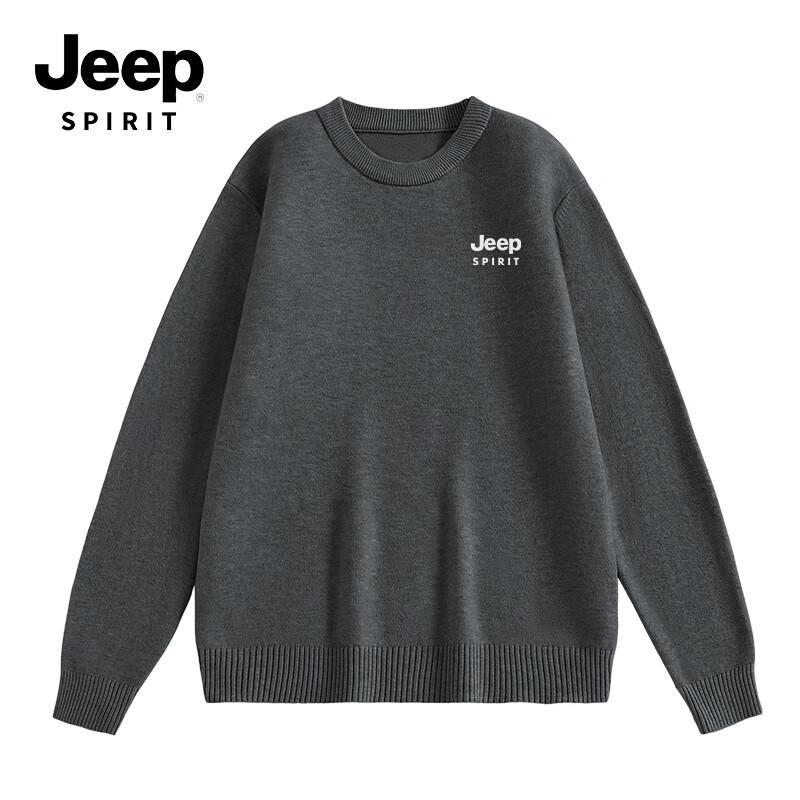 JEEP SPIRIT Men's Winter Heavyweight Round Neck Wool Blend Sweater
