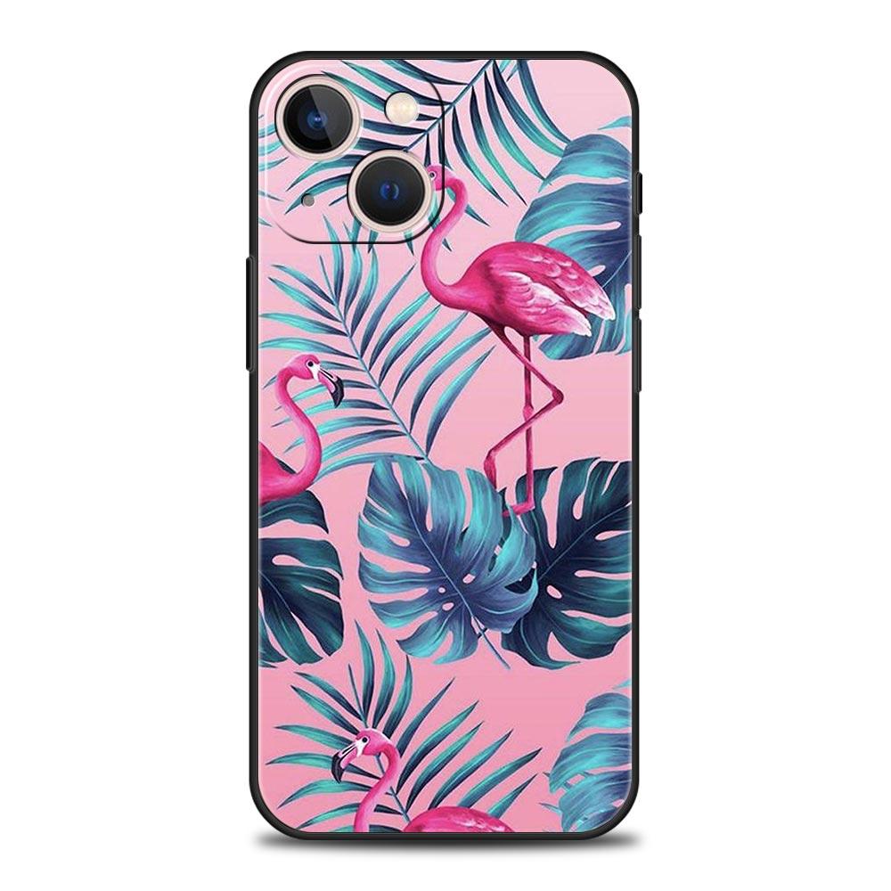 Pink Red Flamingo Luxury Phone Case For iPhone 13 15 14 12 11 Pro MAX XR X SE XS 7 8 Plus Soft Silicone Black Protection Cover