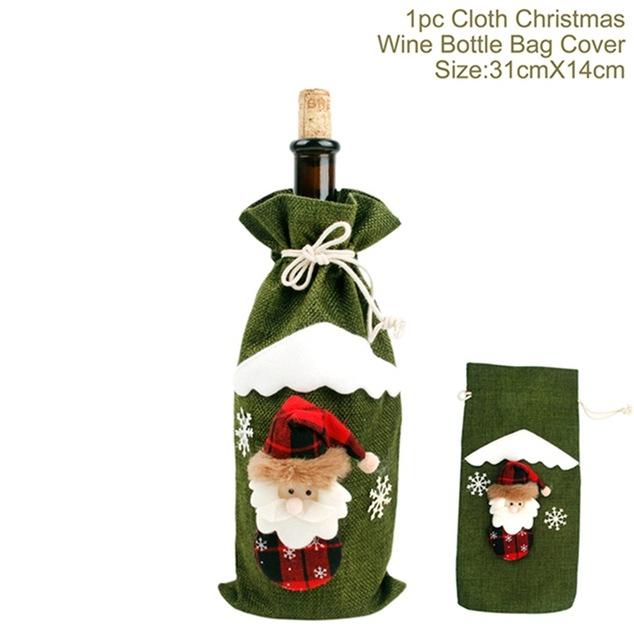 New Year Wine Bottle Cover Merry Christmas Decor For Home Christmas Table Decor Gift