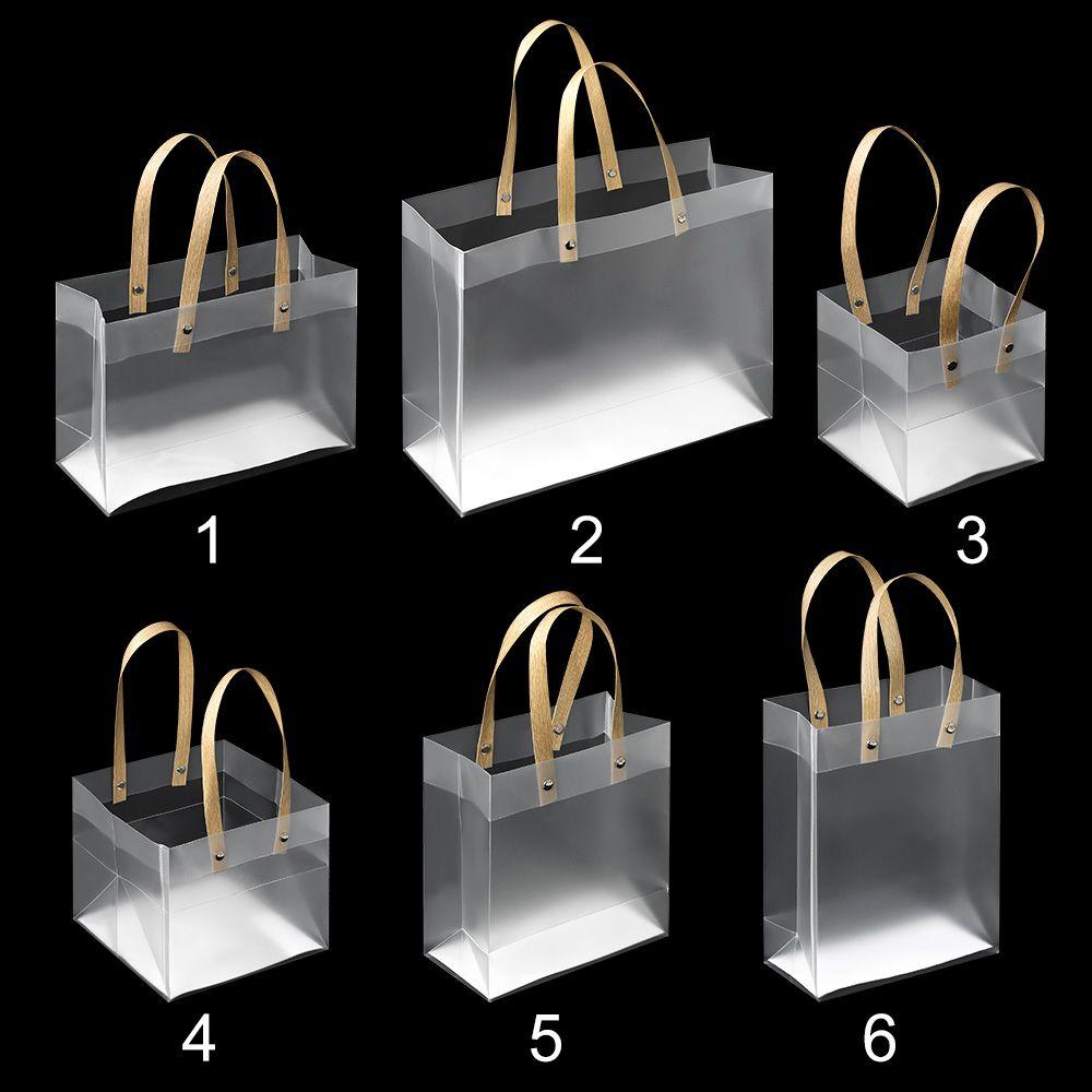 PVC Decor with Handles Frosted PP Bags Translucent Tote Package Gift Wrapping