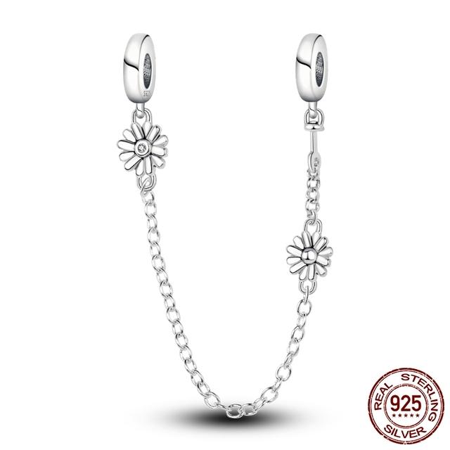 Цирконовая защитная цепочка, подвески, бусины, подходят для оригинального модного стильного браслета, ювелирные изделия из стерлингового серебра 925 пробы, висячие изделия