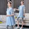 Korean-Style Maternity Summer T-Shirt and Mid-Length Dress Two-Piece Set