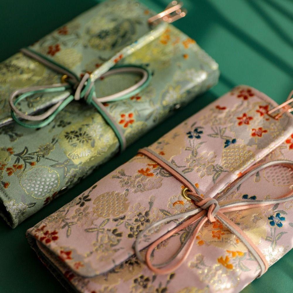 Блокнот в китайском стиле с цветочной тканевой обложкой, пустой в клетку, офисный блокнот, блокнот на кольцах, канцелярские товары