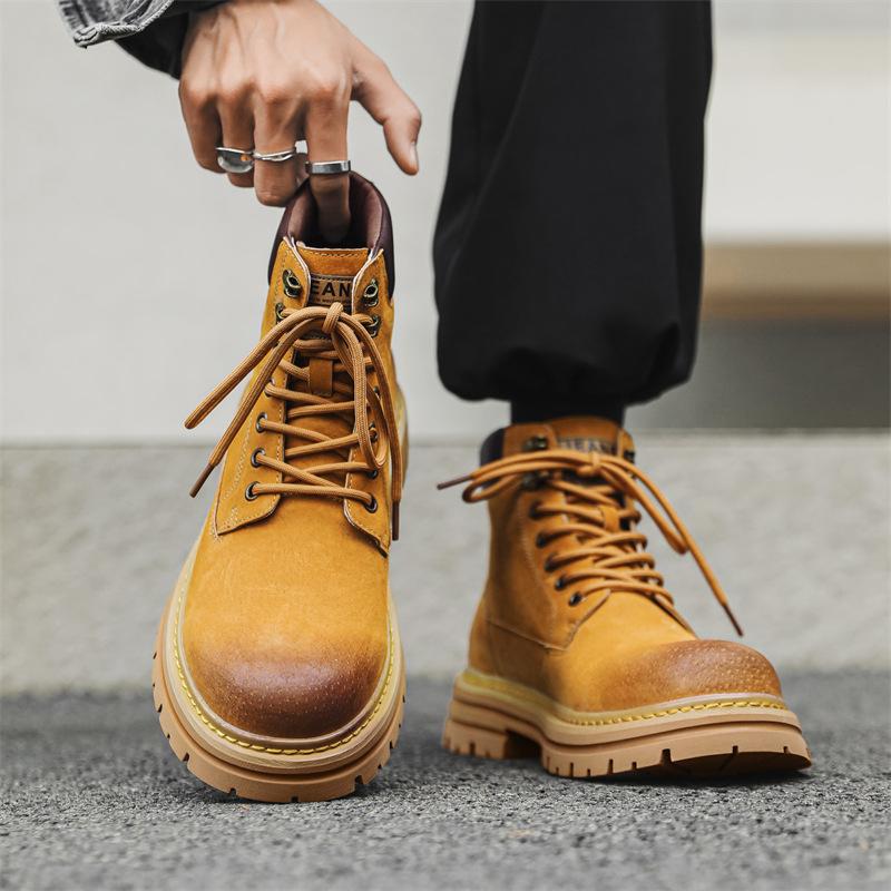 Мужские ботинки Мартин 2024 новые ботинки цвета ревеня британский стиль высокие берцы крутые не плохие рабочие ботинки челси короткие ботинки 26334-J