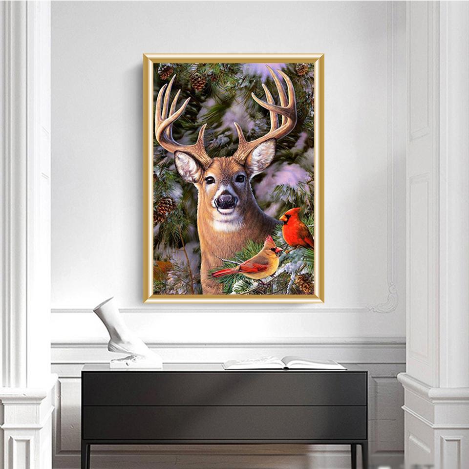 5D DIY полная круглая алмазная живопись животное олень комплект для вышивки крестиком Алмазная вышивка горный хрусталь художественная картина украшение дома