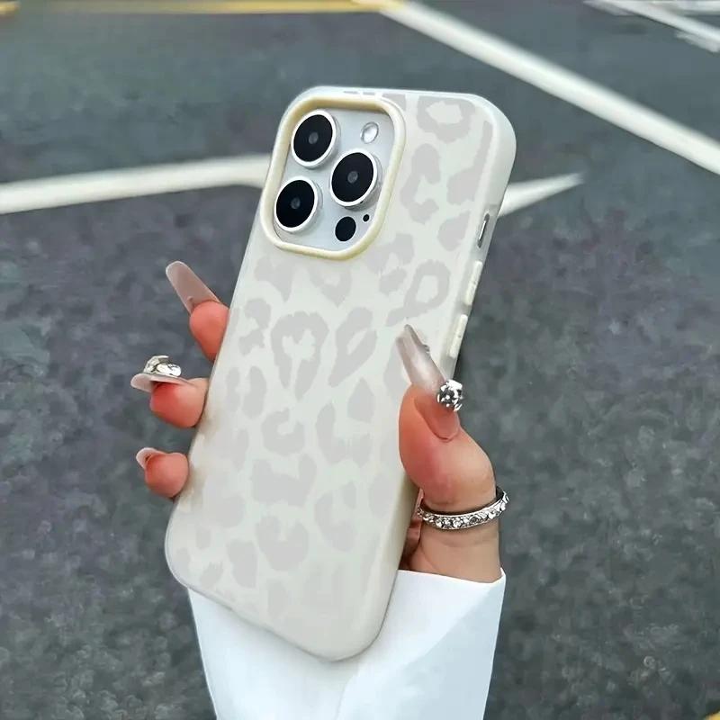 Серый Леопардовый Принт Желейный Разноцветный Чехол Для Телефона Для iPhone 17 AIR 16 15 14 13 12 11 PRO MAX PLUS Y2K Ударопрочный Силиконовый Чехол
