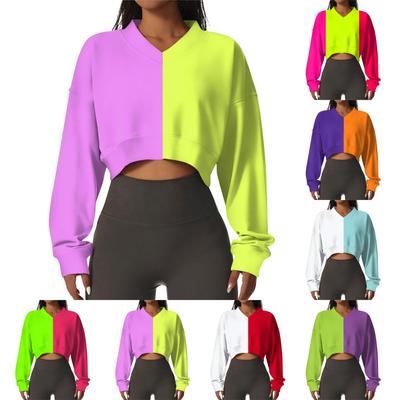 Женская повседневная модная сексуальная удобная спортивная толстовка с V-образным вырезом и длинным рукавом в полоску с графическим принтом