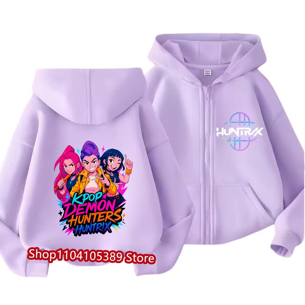 2026 Фильм Толстовки на молнии Спортивные футболки K-pop Охотники на демонов Худи Детская одежда Детская для девочки мальчика Толстовка на молнии Худи Детский повседневный топ