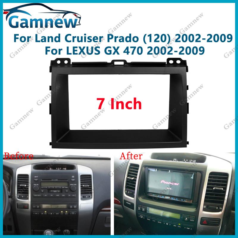 7 inch 2DIN Car Fascia Radio Panel For TOYOTA Land Cruiser Prado 120 LEXUS GX470 2002-2009 Frame Kit Install Facia Face Plate