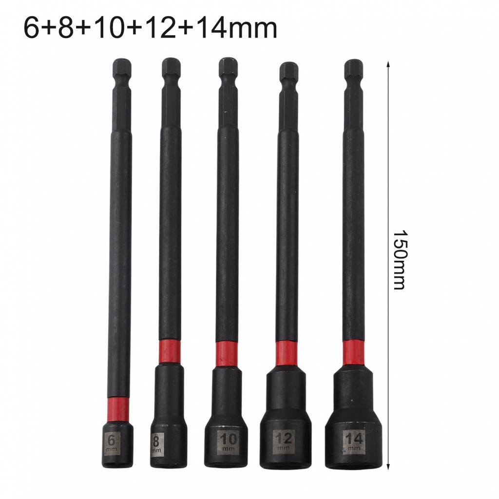 Essential Toolset Five Piece Magnetic Long Nut Drivers Each Length Six Inches