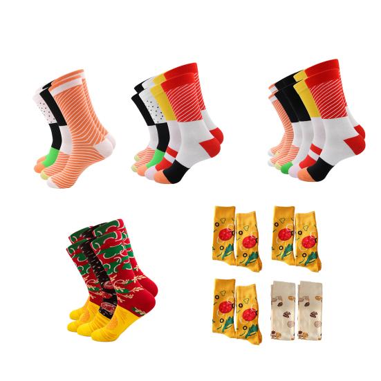 Funny Sushi Socks Set Salmon Egg Cucumber Sushi Socks Colorful Pizza Burger Socks Birthday Gift Stocking Stuffers for Men Women Teens