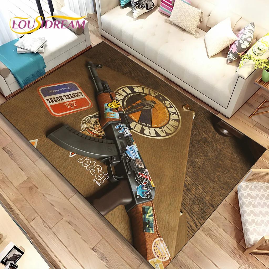 3D штурмовая винтовка, пистолет, пистолет CS M4 AK USP, игровой коврик, ковер для дома, гостиной, спальни, дивана, коврик для двери, декор, нескользящий напольный коврик