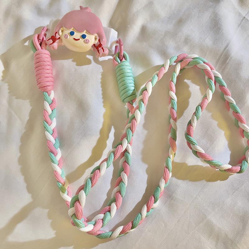 Kawaii Универсальный ремешок с зажимом для телефона, милый мультяшный длинный ремешок через плечо для женщин и девочек, нескользящий ремешок для телефона