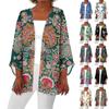 Women's Casual Fashion Caot Retro Printed Lightweight Medium Length Jacket Cardigan