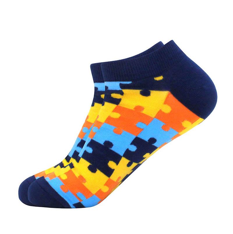 Men's Quality Business Ankle Socks Casual Novelty Graffiti Food Geometric Lattice Colorful Summer Happy Combed Cotton Short Sock