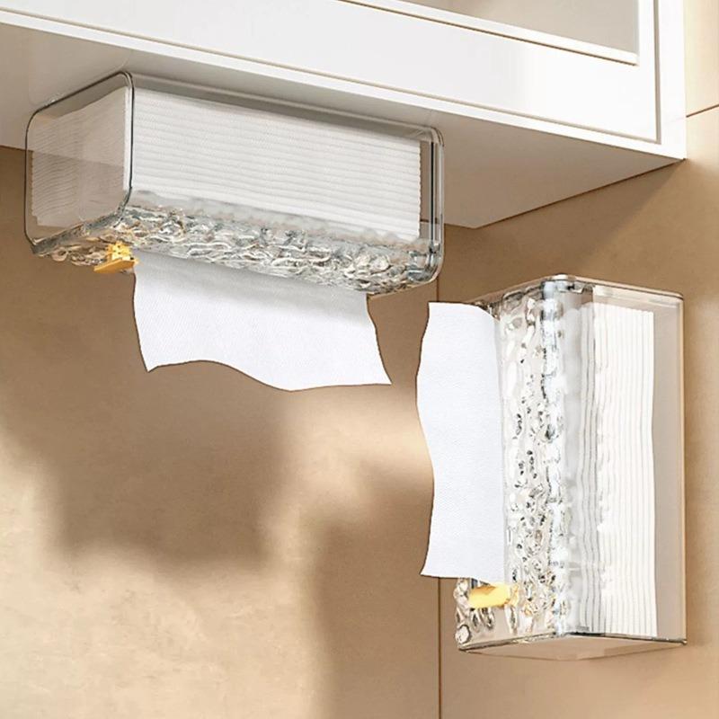Multipurpose Tissue Box Napkin Holder Case Paper Box Container Transparent Tissue Storage Box Wall Mounted Toilet Paper Case