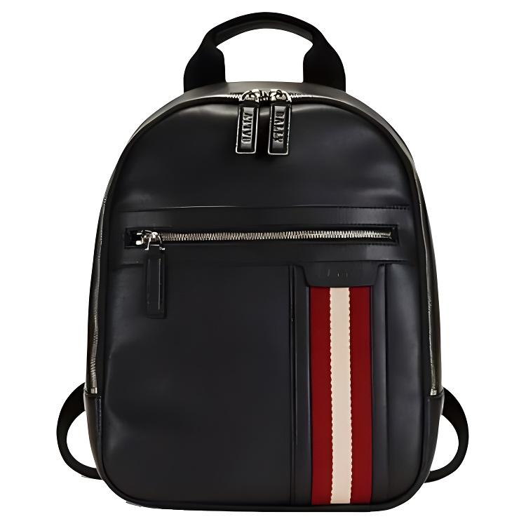 Bally Винтажный Минималистичный Кожаный Рюкзак в Полоску Мини Мужской Рюкзак Черный 6227822