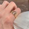 Elegant Gold Color Pattern White Zircon Rings Vintage Style Party Jewelry for Women