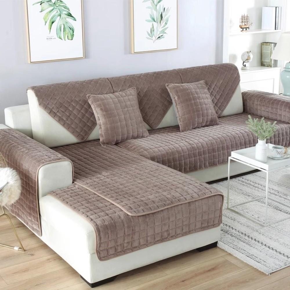 Anti-Slip Quilted Sofa Cover Check Pattern Furniture Protector New Couch Slipcover Home Decor