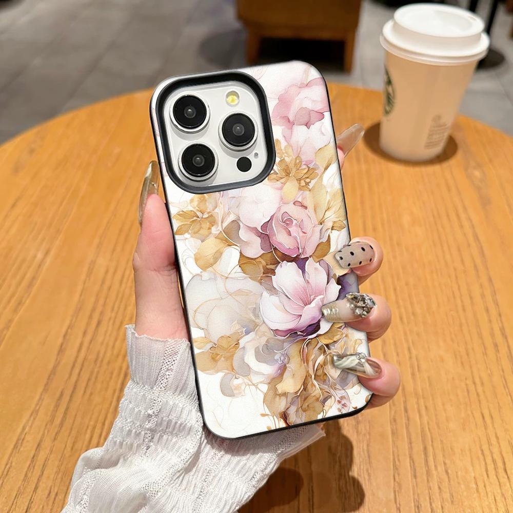 Европейский Цветочный Узор Чехол Для Телефона Для Iphone 17 16 Plus 13 Pro Max 11 15 12 14 17E 16E Прозрачный Полная Защита Камеры Чехол