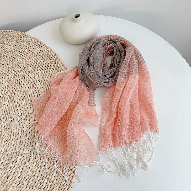 Colorful Lattice Scarf Women's Spring And Summer Breathable Linen Scarves