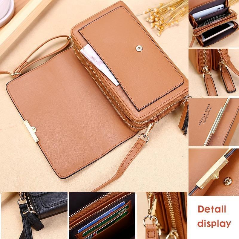 6 цветов модная женская сумка через плечо кожаный 3-слойный кошелек держатель для карт зажим для денег кошелек через плечо