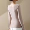 Thermal Bottoming Tops with Built-in Chest Pads DE Velvet Double Layer Warmth Long Sleeve Pullover Tops Solid Color Winter Inner Outer Wear